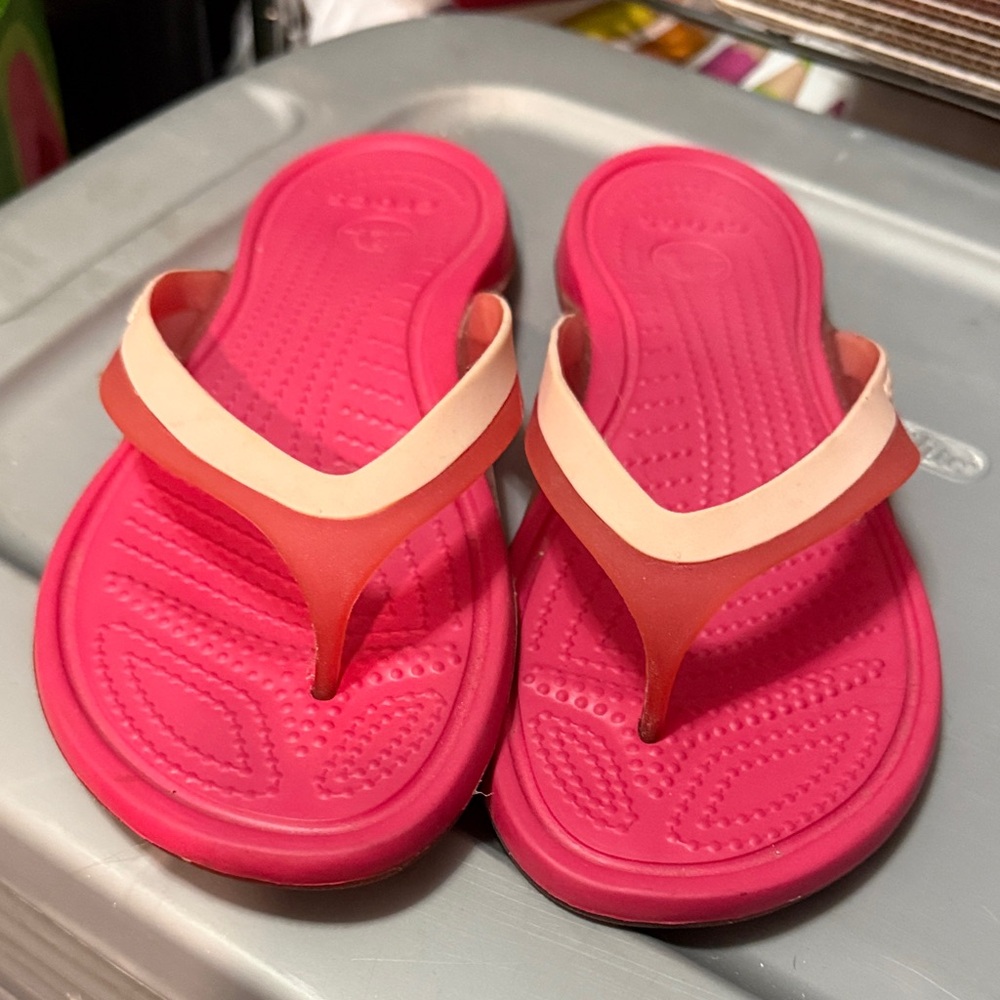 CROCS Pink and Cream Sandals